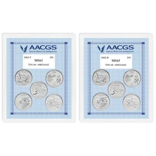 2002P & 2002D Statehood Quarters Graded MS63 Brilliant Uncirculated  {1}