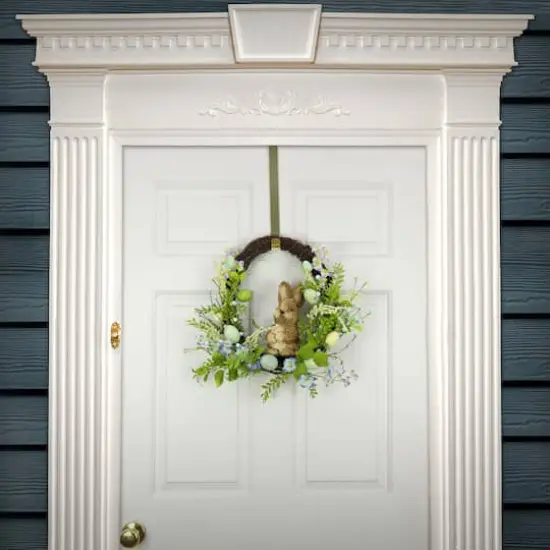 16" Bunny with Blue & Green Easter Eggs Wreath {3}