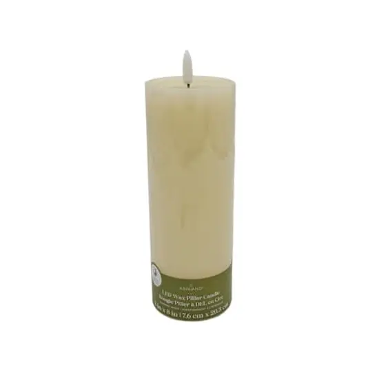 3" x 8" LED Wax Pillar Flickering Candle by Ashland&reg; Ivory {4}