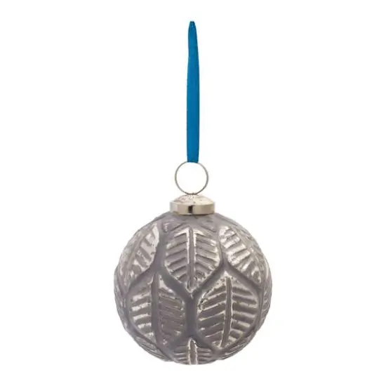 6ct. Etched Leaf Glass Ball Ornament {3}