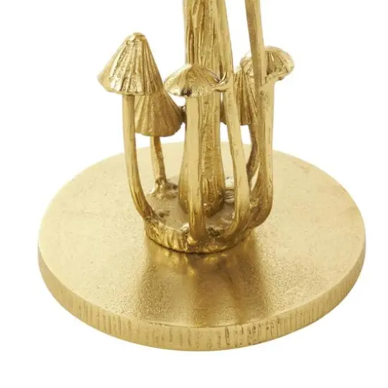 23" Gold Aluminum Metal Mushroom Table with Glass Tabletop {5}