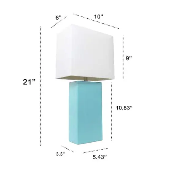 Lalia Home Lexington 21" Leather Home D&eacute;cor Table Lamp Aqua {4}