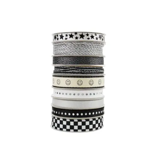 Value Pack Ribbon, 10ct. by Celebrate It&reg; Black/White {3}