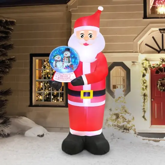 Occasions 8ft. Inflatable Santa Holding Swirling Lights Snow Globe {4}