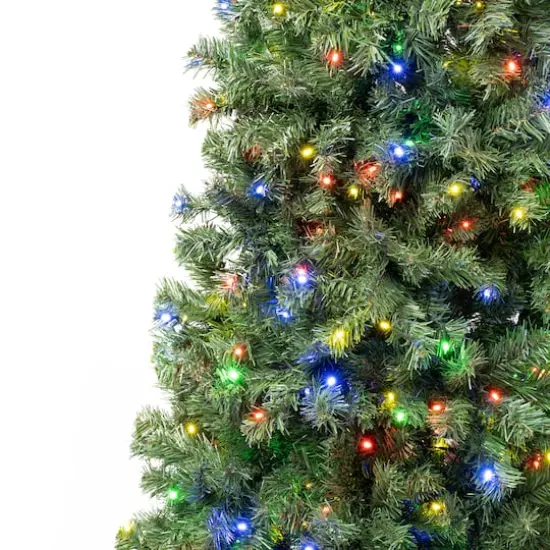 6ft. Pre-Lit Sagamore Slim Artificial Christmas Tree, Multicolor LED Lights {4}