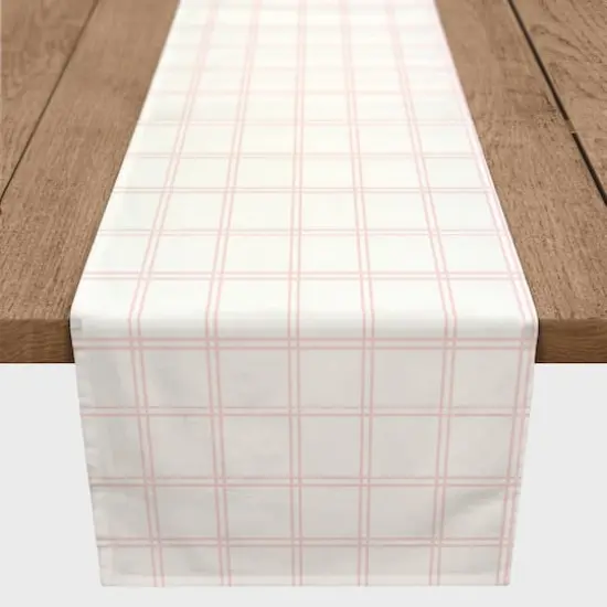 90" Pink Grid Pattern Poly Twill Table Runner {3}