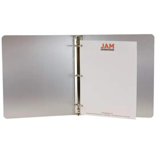 JAM Paper 1" Aluminum 3-Ring Binder Silver {6}