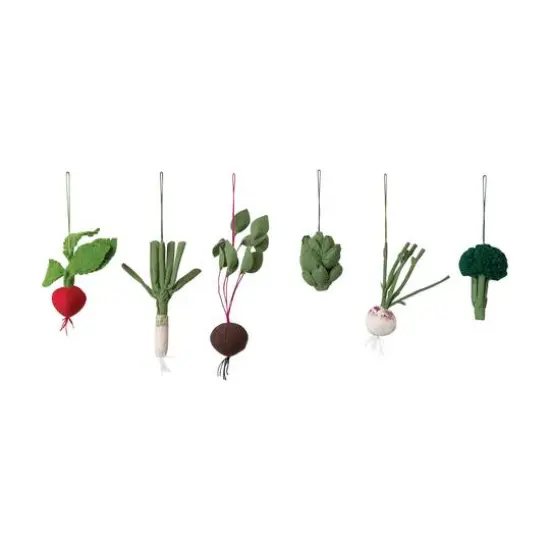 Hello Honey&reg; 6 Pack Vegetable Wool Felt & Cotton Canvas Ornaments {1}