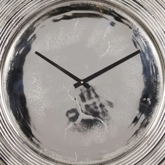 24" Aluminum Coastal Wall Clock Silver {4}