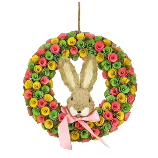 16" Floral Wreath with Bunny Head Center {1}