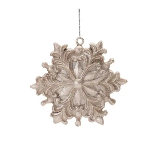 Ornate Champagne Snowflake Ornaments Set {4}