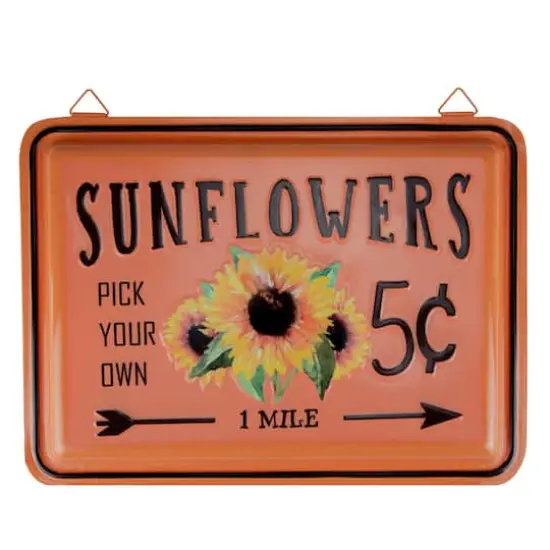 Fall Harvest Orange Sunflowers Wall Sign {1}