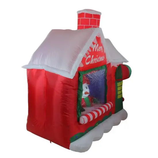 5.5ft. Pre-Lit Red & White Inflatable Santa's Workshop Outdoor Christmas Yard D&eacute;cor {3}