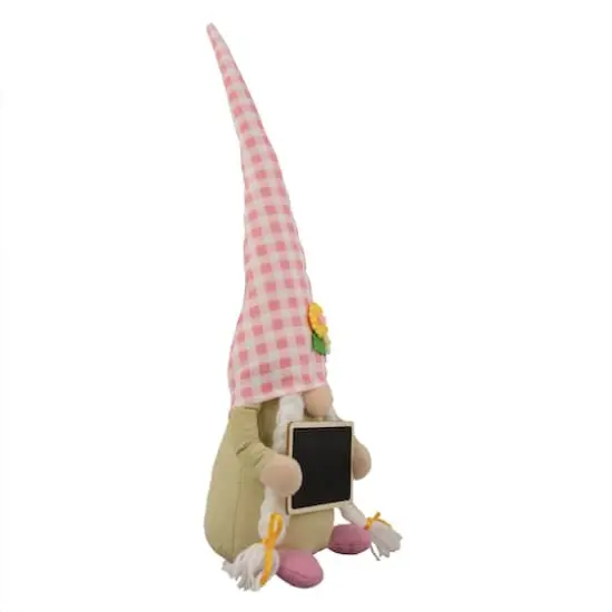 16" Pink Gingham Plaid Springtime Gnome with Chalkboard {5}
