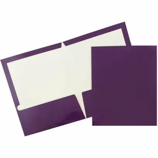 JAM Paper Glossy Two Pocket Folders, 12ct. Purple {1}