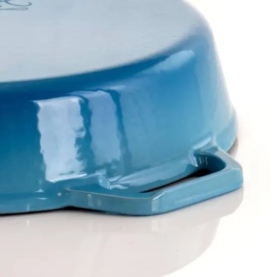 MegaChef 12" Round Blue Enamel Cast Iron Skillet {4}