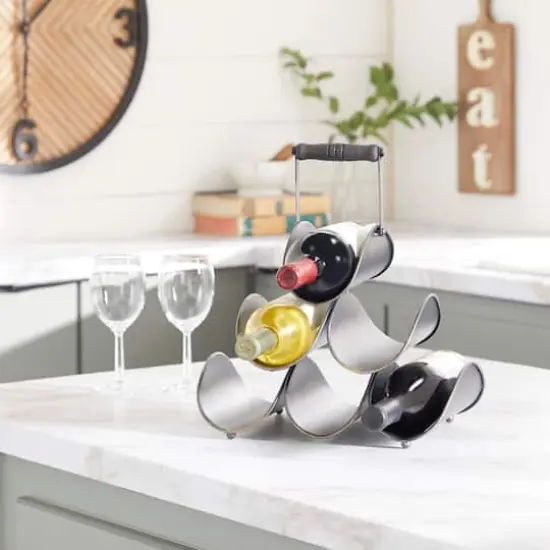 15" Black Metal Industrial Wine Rack {8}