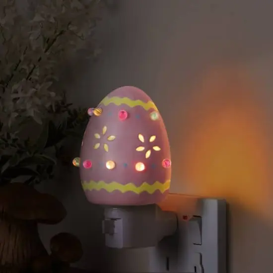 Mr. Cottontail Pink Ceramic Easter Egg Nightlight {3}