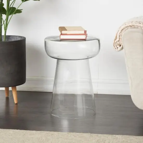 20" Glass Modern Side End Accent Table Clear {7}