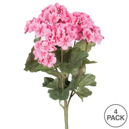 18" Artificial Coral Geranium Bush, 4ct. {5}