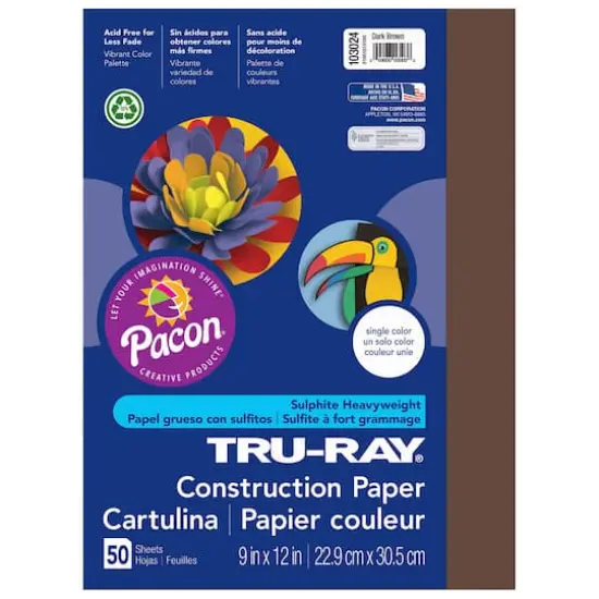 Tru-Ray&reg; 9" x 12" Construction Paper, 5 Packs of 50 Sheets Dark Brown {4}