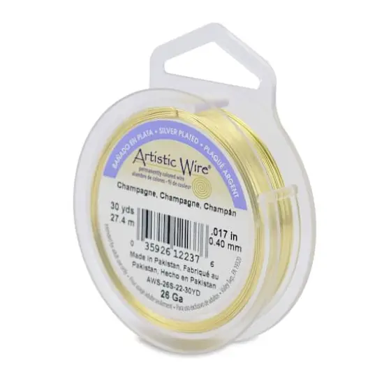 Artistic Wire&reg; 26 Gauge Silver Plated Tarnish Resistant Colored Copper Craft Wire, 30yd. Champagne {1}