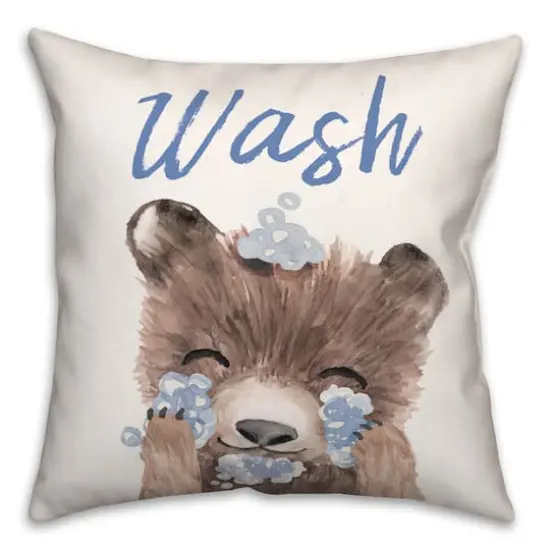 Bear Washing Face 18" x 18" Indoor/Outdoor Pillow {1}