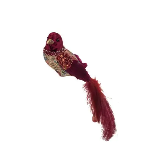 Hello Honey&reg; Multicolor Fabric, Foam & Feather Bird Clip-on Ornament with Glitter & Sequins {1}