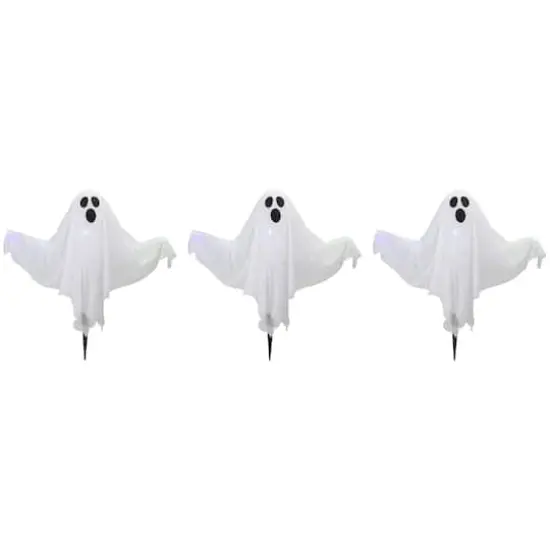 Lighted White Ghost Halloween Lawn Stakes Set, 3ct. {1}