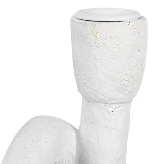 Hello Honey&reg; 8.3" White Abstract Double Taper Candle Holder {5}