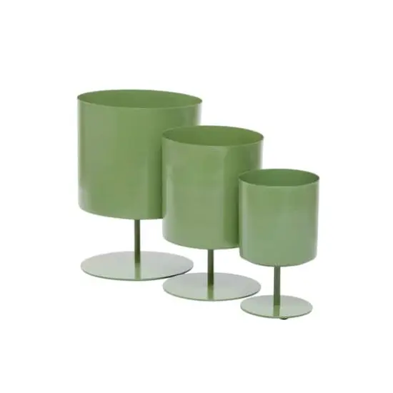 Green Modern Metal Planter Set {5}