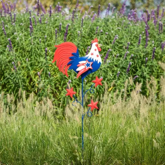 Glitzhome&reg; 35.7" Patriotic Rooster Yard Stake {3}