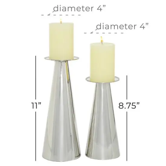 Silver Stainless Steel Glam Cone Candle Holder Set {6}