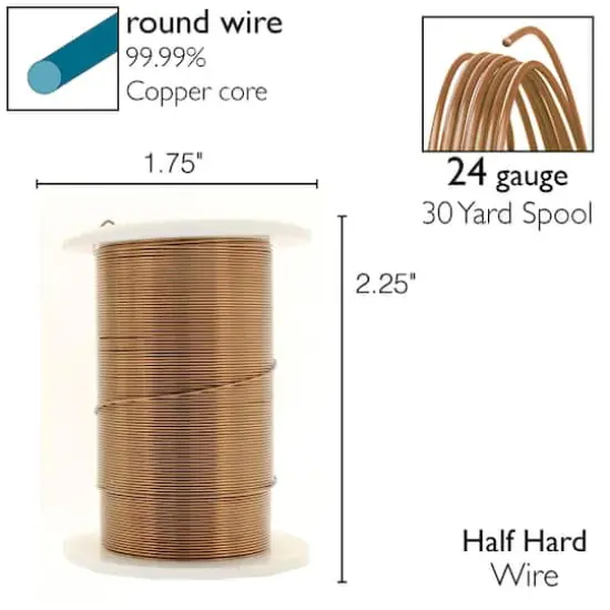 The Beadsmith® Wire™ Elements 24 Gauge Tarnish-Resistant Wire Antique Brass {6}