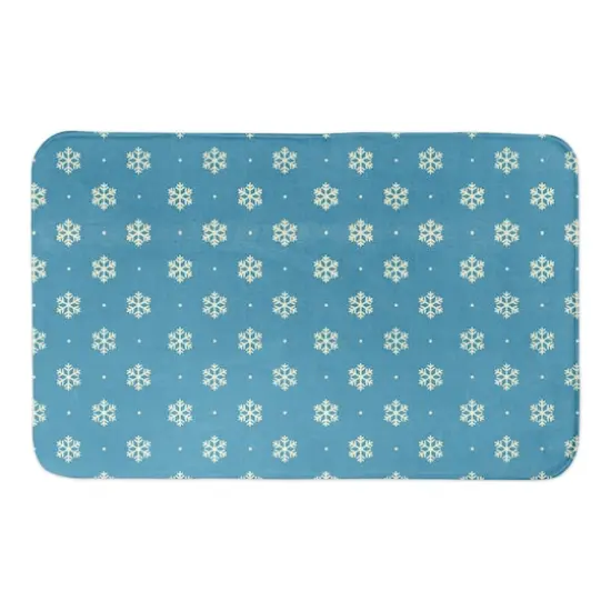 Designs Direct Simple Snowflake Dot On Blue Bath Mat, 34" x 21" {1}