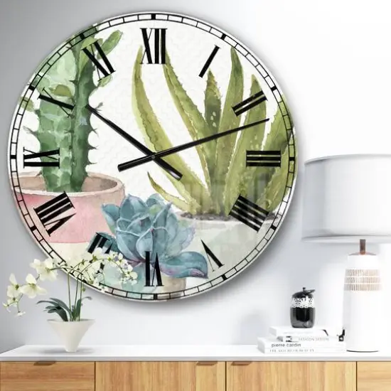 Designart 'Mixed Green Element Iii Farmhouse Wall Clock {3}