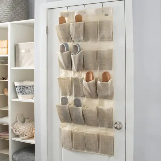 Simplify Faux Jute 20-Pocket Shoe Organizer Brown {4}