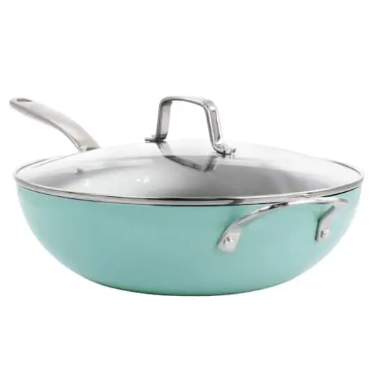 Martha Stewart 12" Turquoise Aluminum Nonstick Essential Pan With Lid {1}