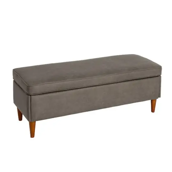 Hello Honey&reg; Atley Ash Gray Vegan Leather Upholstered Storage Bench {1}