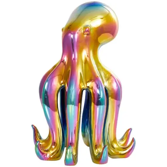 17" Rainbow Ceramic Octopus Sculpture {1}