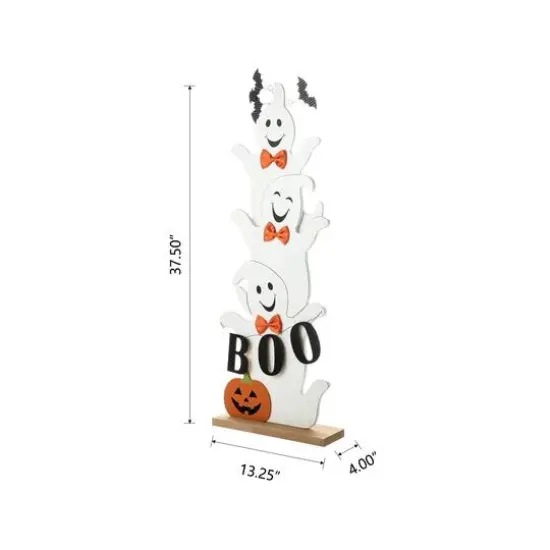 Glitzhome&reg; 37.5" Halloween Wooden Stacked Ghost Porch D&eacute;cor {9}