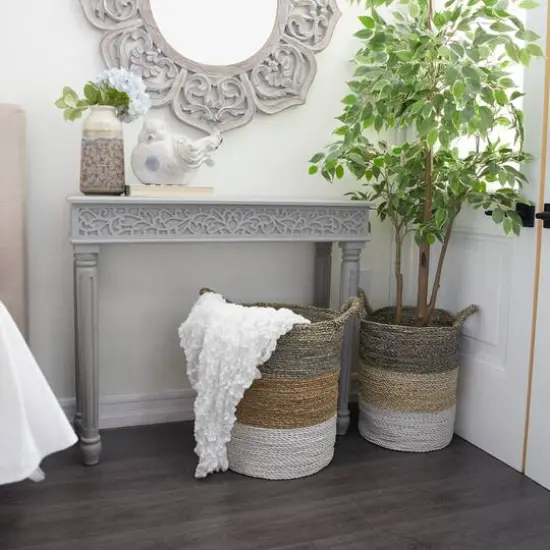 Grey Farmhouse Mango Wood Console Table, 30" x 36" {9}