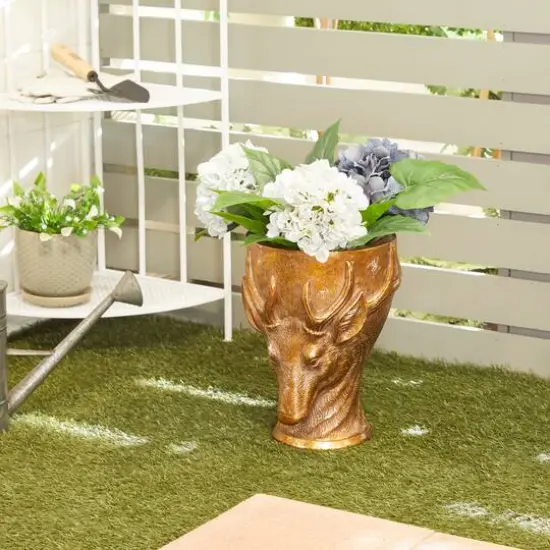 Bronze Polystone Traditional Planter, 14" x 10" x 10" {10}