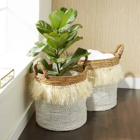 CosmoLiving by Cosmopolitan White Sea Grass Eclectic Storage Basket Set {12}