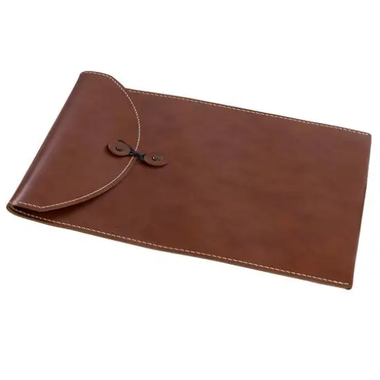 JAM Paper 9.5" x 12.5" Leather Portfolio with Button & String Brown {5}