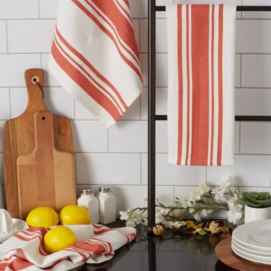 DII&reg; Vintage Red Chef Stripe Dish Towels, 3ct. {8}