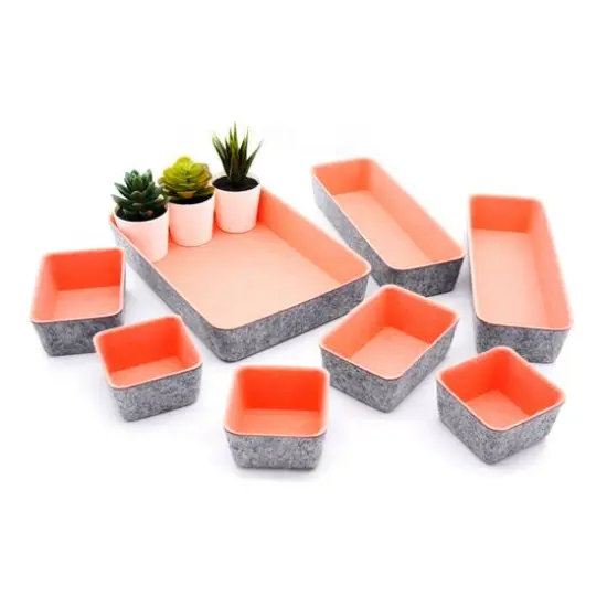 Welaxy Felt 8 Piece Drawer Organizer Tray Set Coral {8}