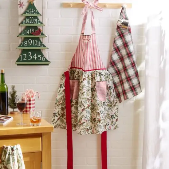 DII&reg; Merry Holiday Sprigs Christmas Skirt Apron {6}