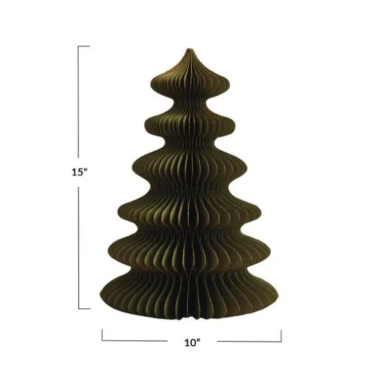 Hello Honey&reg; 15" Green Paper Folding Honeycomb Tree with Gold Glitter {5}