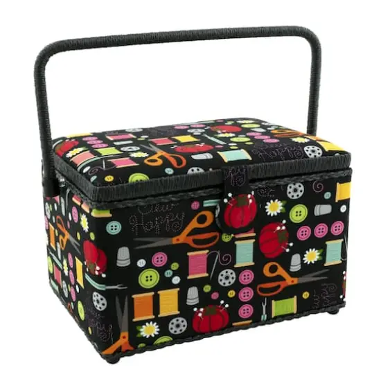 Dritz® Black Sewing Notions Large Sewing Basket with Removable Tray {1}